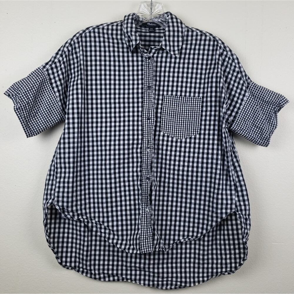 Madewell | Gingham play button down top, size Extra Extra Small